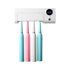 Load image into Gallery viewer, Antibacteria 2 in 1 UV Light Ultraviolet Toothbrush Automatic Toothpaste Dispenser Sterilizer Toothbrush Holder Cleaner Wall-m
