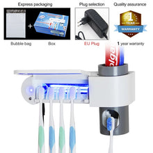 Load image into Gallery viewer, Antibacteria 2 in 1 UV Light Ultraviolet Toothbrush Automatic Toothpaste Dispenser Sterilizer Toothbrush Holder Cleaner
