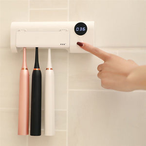 2019 New Smart Induction UV Light Toothbrush Holder Sterilizer Box Toothbrush Cleaner Toothpaste Dispenser Wall Mount